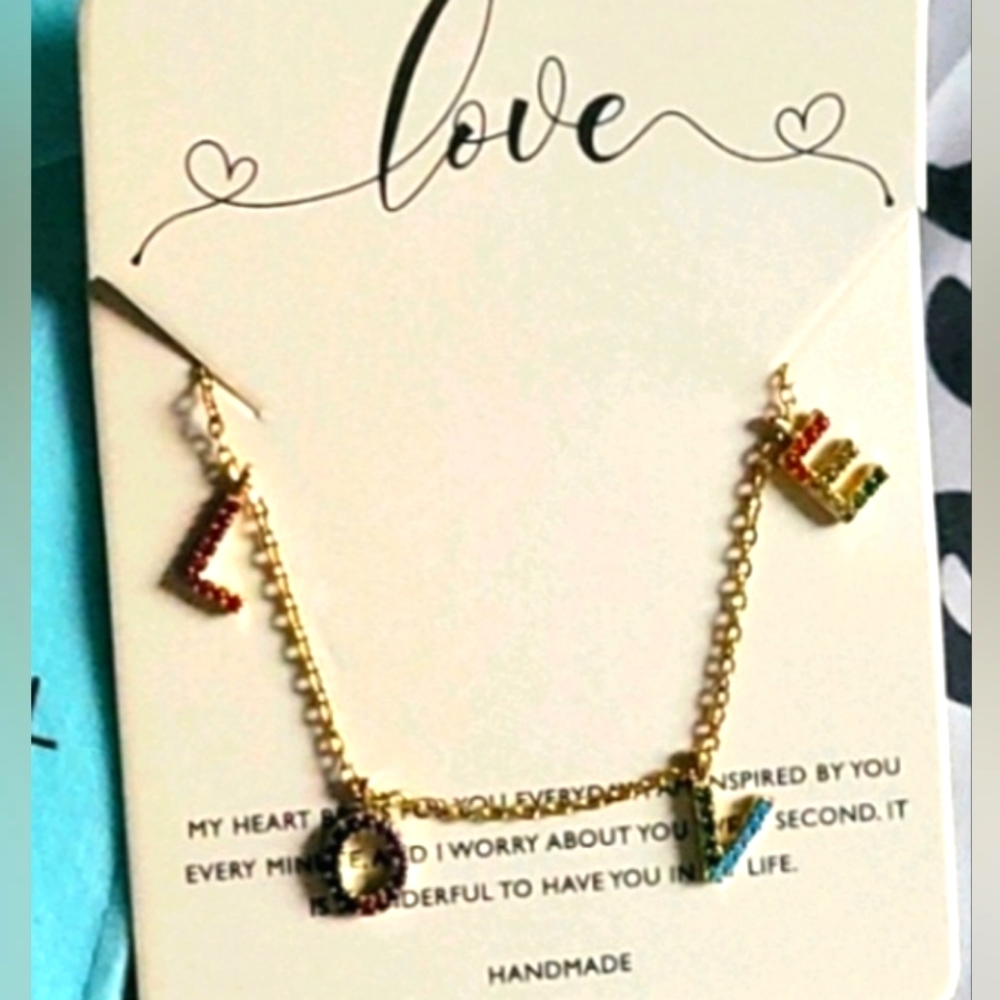 LOVE Gold Rainbow Necklace - Picture 2 of 5
